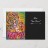 BLUME FAIRE AUF DER PINK IRIS Fantasy Black Yellow Einladung (Rückseite)