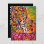 BLUME FAIRE AUF DER PINK IRIS Fantasy Einladungspostkarte (Vorne/Hinten)