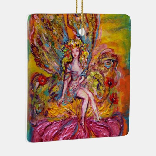 BLUME FAIRE AUF DER PINK IRIS Fantasy Keramikornament (Rechts)