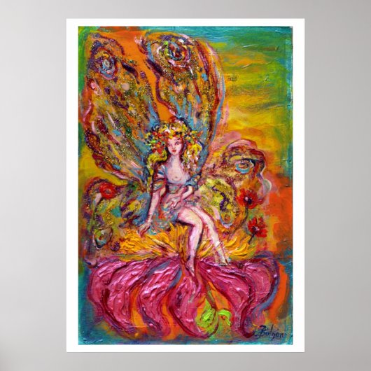 BLUME FAIRE AUF DER PINK IRIS Fantasy Poster (Vorne)