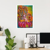 BLUME FAIRE AUF DER PINK IRIS Fantasy Poster (Heimbüro)