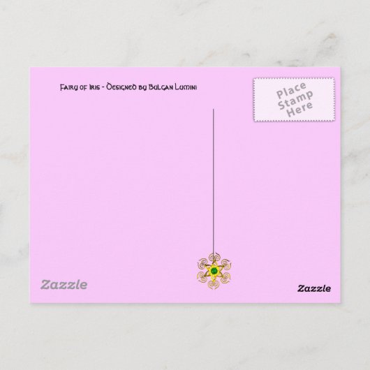 BLUME FAIRE AUF DER PINK IRIS Fantasy Postkarte (Rückseite)