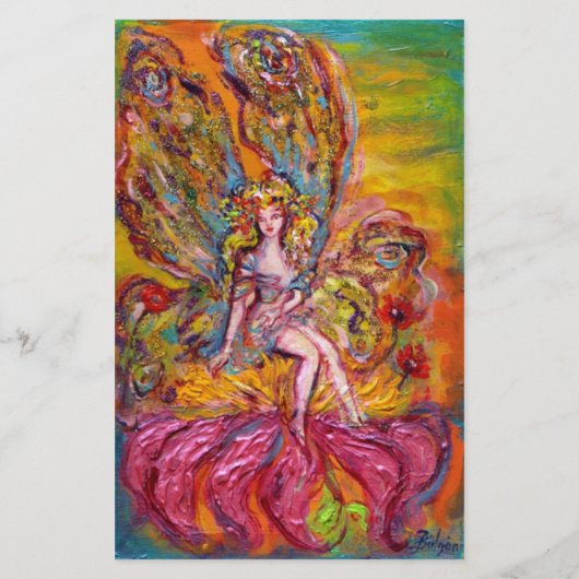 BLUME FAIRE AUF IRIS Pink White Fantasy Briefpapier (Rückseite)