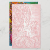 BLUME FAIRE AUF IRIS Pink White Fantasy Briefpapier (Vorne/Hinten)