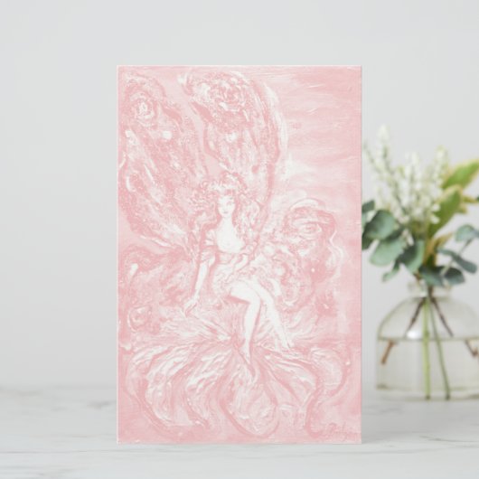 BLUME FAIRE AUF IRIS Pink White Fantasy Briefpapier (Stehend Vorderseite)