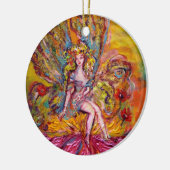 BLUME FAIRE ON PINK IRIS Lila Gemstone Fantasy Keramik Ornament (Links)