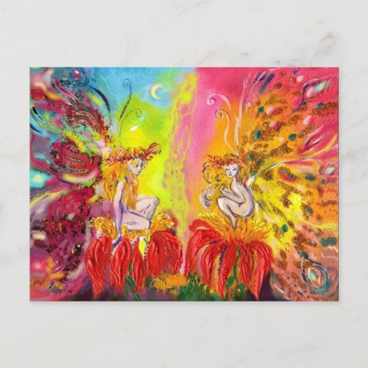 BLUME FAIRIEN DAWN Fantasy Einladungspostkarte (Vorderseite)