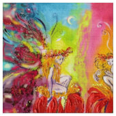 BLUME FAIRIEN DER DAWN Red Yellow Fantasy Stoff (Nahaufnahme)