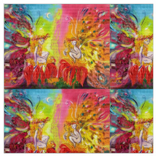 BLUME FAIRIEN DER DAWN Red Yellow Fantasy Stoff
