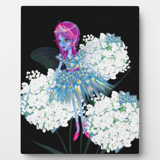 Blume Fairy Art von LeahG Blau Rosa Schwarz-weiß Fotoplatte (Vorderseite)
