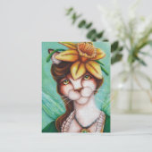 Blume Fairy Cat Art Card Postkarte (Stehend Vorderseite)