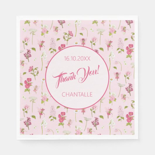 Blume Fairy Danke, dass Sie das Datum Serviette (Vorderseite)