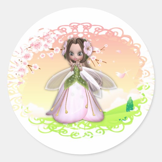 Blume Fairy Design 2 Runder Aufkleber (Vorderseite)