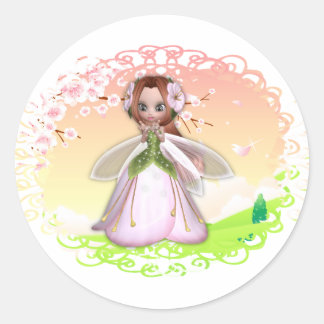 Blume Fairy Design 3 Runder Aufkleber