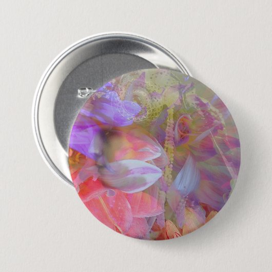 Blume Fairy Double Exposure Fantasy Art Button (Vorne & Hinten)