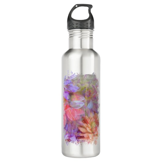 Blume Fairy Double Exposure Fantasy Art Edelstahlflasche (Vorderseite)