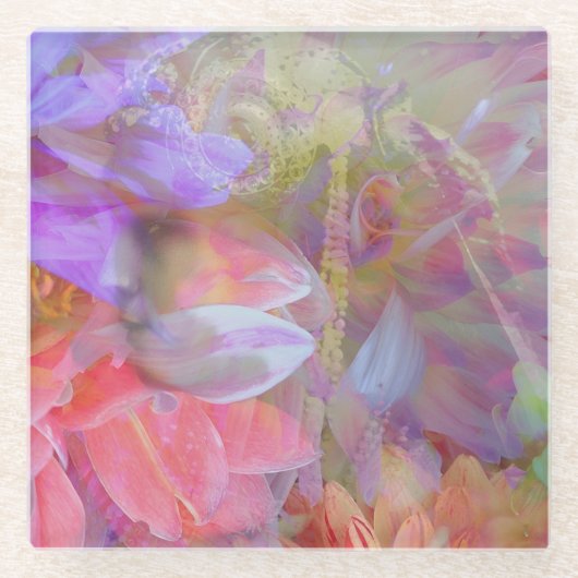 Blume Fairy Double Exposure Fantasy Art Glasuntersetzer (Vorderseite)