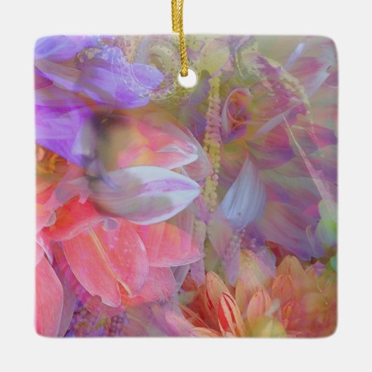 Blume Fairy Double Exposure Fantasy Art Keramikornament (Vorderseite)