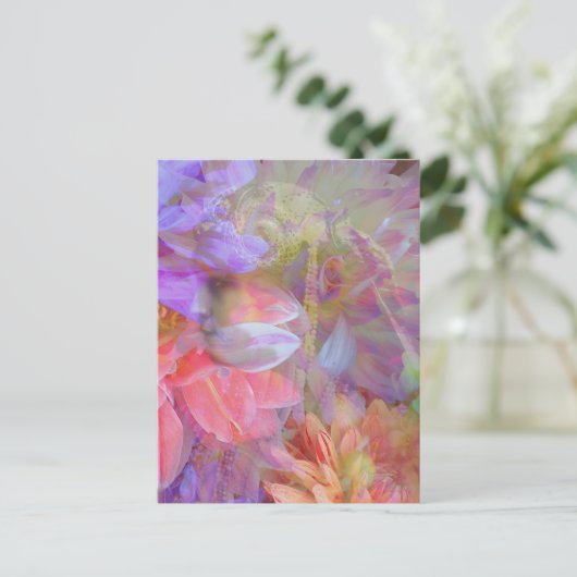 Blume Fairy Double Exposure Fantasy Art Postkarte (Stehend Vorderseite)