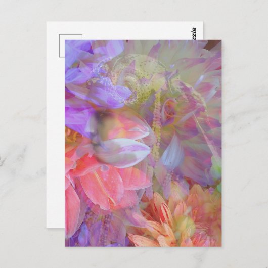 Blume Fairy Double Exposure Fantasy Art Postkarte (Vorne/Hinten)