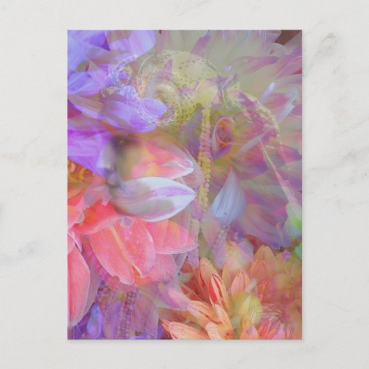 Blume Fairy Double Exposure Fantasy Art Postkarte (Vorderseite)