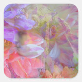 Blume Fairy Double Exposure Fantasy Art Quadratischer Aufkleber (Vorderseite)