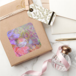 Blume Fairy Double Exposure Fantasy Art Quadratischer Aufkleber