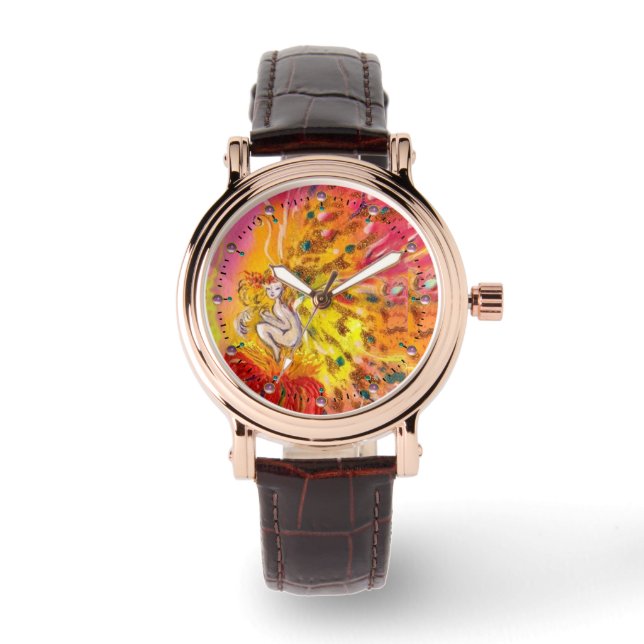 BLUME FAIRY OF DAWN Red Yellow Fantasy Armbanduhr (Vorderseite)