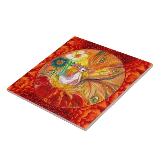 BLUME FAIRY Red Yellow Fantasy Fliese (Seite)