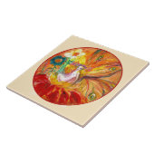 BLUME FAIRY Red Yellow Floral Fantasy Elfenbein Fliese (Seite)