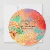 BLUME FAIRY Rosa Gelbgoldfarben Glitzern Einladung (Rückseite)