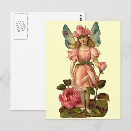 Blume Fairy "Rose" Postkarte (Vorne/Hinten)