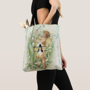 Blume Fairy Snowbells Vintage Art Monogramm mit de Tasche