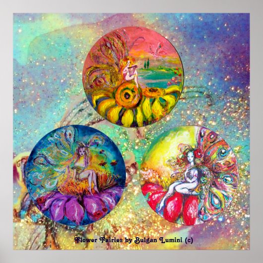 BLUME FAIRY TALES IN BLAUE GREEN GOLD GLITZERN POSTER (Vorne)