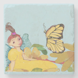 Blume Fairy und Schmetterling Steinuntersetzer