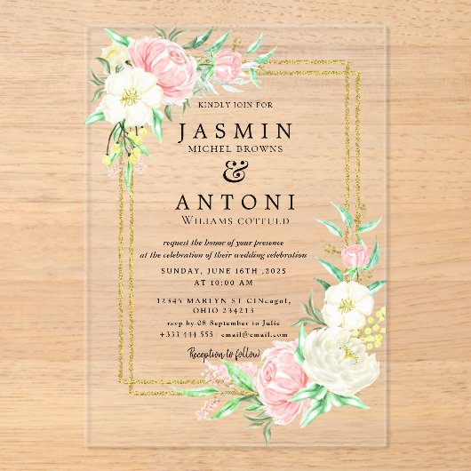 Blume fallen Foliage Wedding Acryleinladungen (Vorderseite)