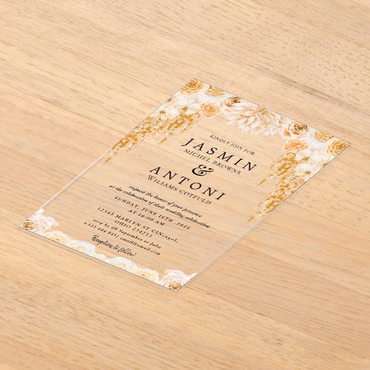 Blume fallen Foliage Wedding Acryleinladungen (Ablage )