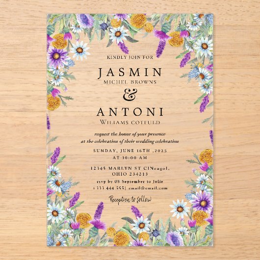 Blume fallen Foliage Wedding Acryleinladungen (Vorderseite)