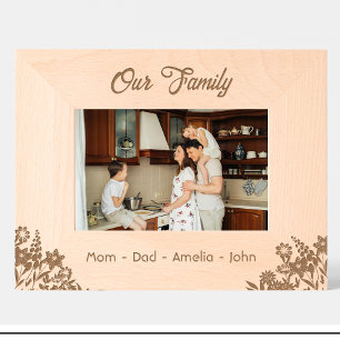 Blume Familiendaten Namen in eingravierten Holzrah Geätzte Rahmen