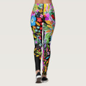 Blume Fantasy auf schwarzen Leggings (Rückseite)