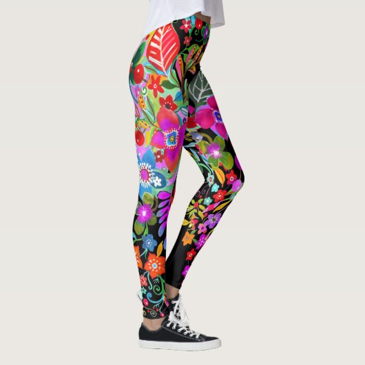 Blume Fantasy auf schwarzen Leggings (Rechts)