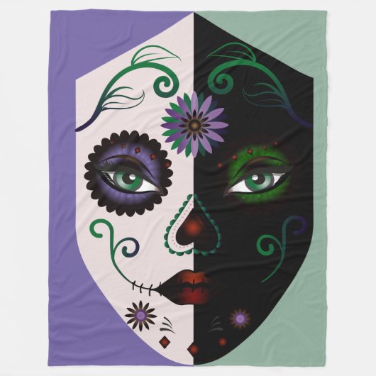 Blume Fantasy Skull Blankes Fleecedecke (Vorderseite)