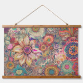 Blume Fantasy Wall hanging Wandteppich Mit Holzrahmen (Vorne)