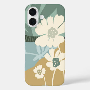 Blume-Farbblöcke Kosmos-Silhouetten Moderne iPhone 16 Hülle