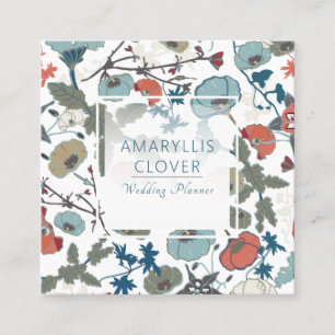 Blume farbenfroh-fröhlich-blaugrün quadratische visitenkarte