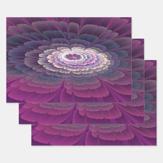 Blume Farbenfrohe Abstrakte Fraktal Kunst, Dichtun Geschenkpapier Set (Set)