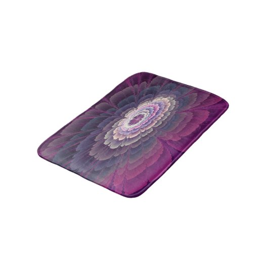 Blume Farbenfrohe Abstrakte Fraktal Rosa Badematte (Schrägansicht)