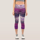 Blume Farbenfrohe Abstrakte Fraktal Rosa Capri Leggings (Vorderseite)