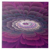 Blume Farbenfrohe Abstrakte Fraktal Rosa Fliese (Vorderseite)