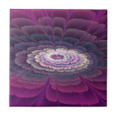 Blume Farbenfrohe Abstrakte Fraktal Rosa Fliese (Vorderseite)